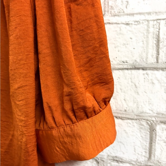Suzy Shier Rust Orange Button-Front Puff Sleeve Blouse - Picture 5 of 8